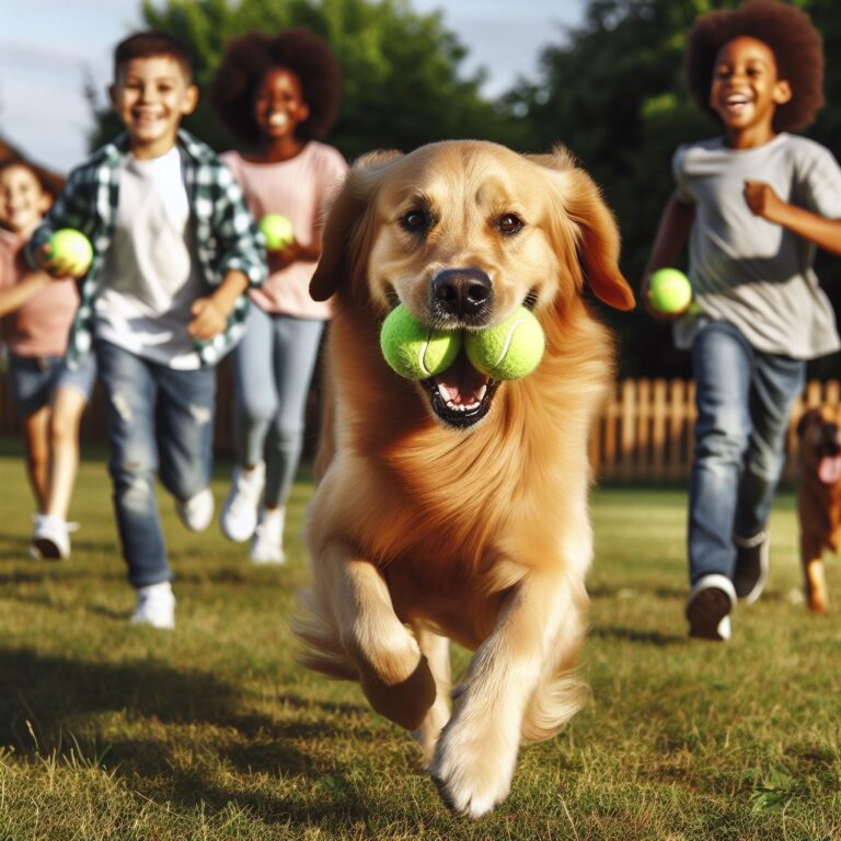 perro con pelotas de tenis