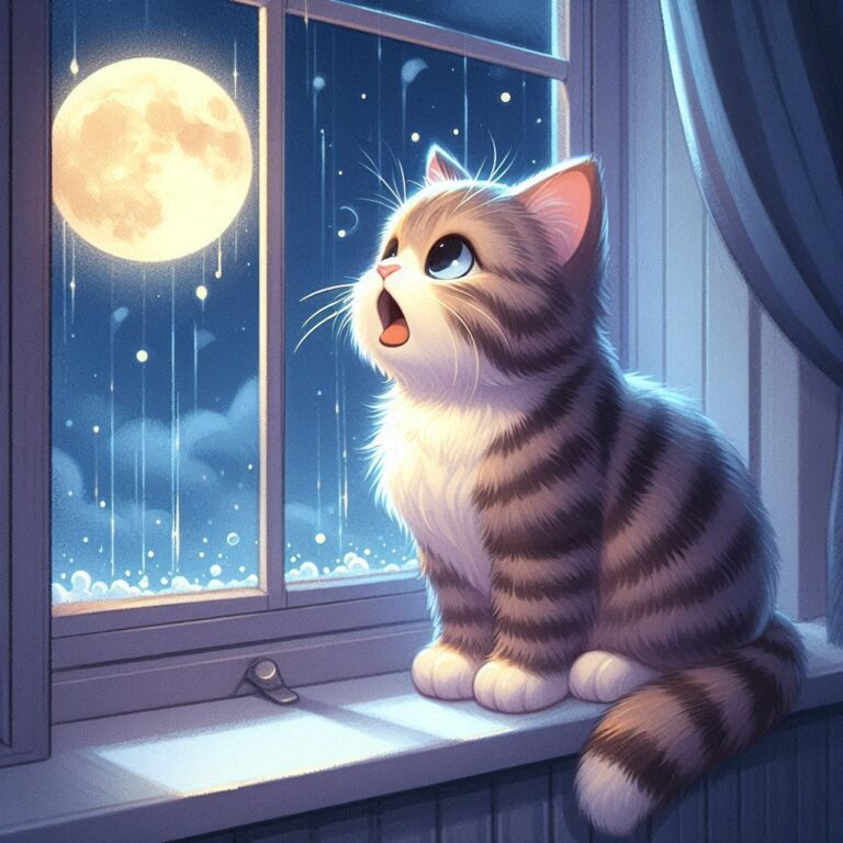 gato maullando por la noche