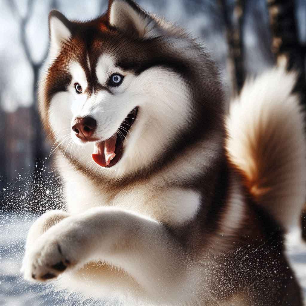 Un Husky Siberiano en pleno ejercicio, mostrando su energía y vitalidad