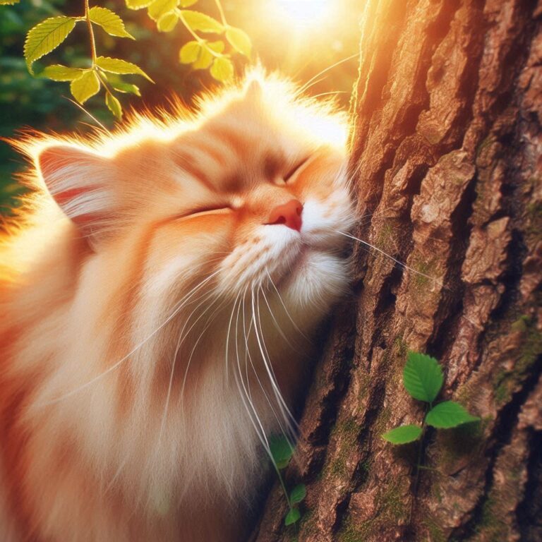 A cat marking territory