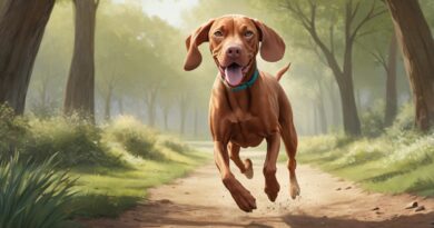 un perro Vizsla corriendo en el parque