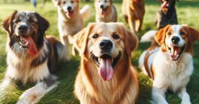 un perro socializando con otros perros