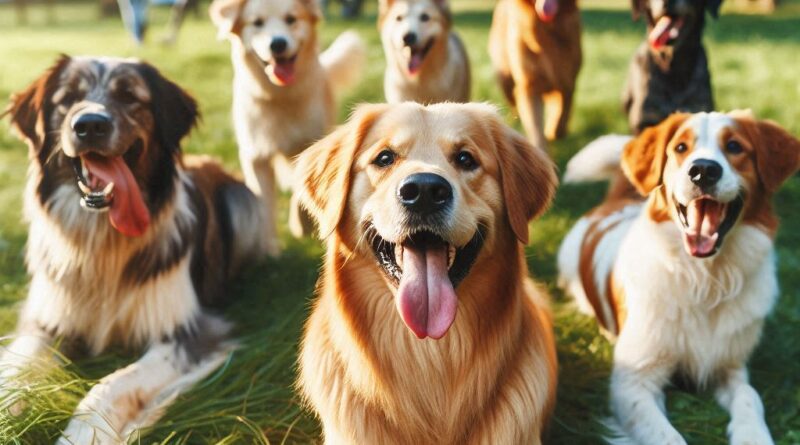 un perro socializando con otros perros