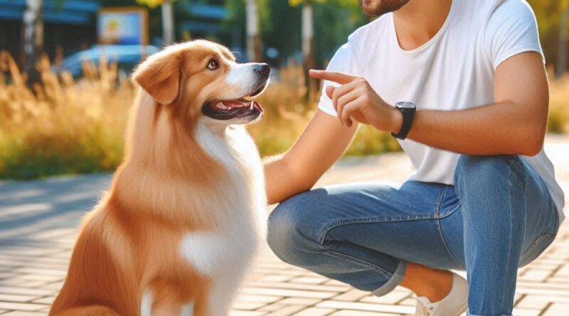 dueño educando a su perro