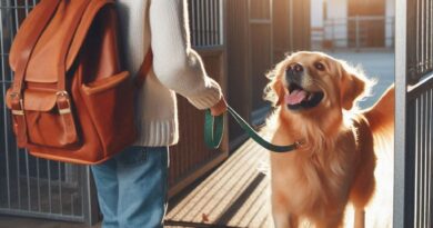 Perro saliendo de perrera con su nuevo dueño