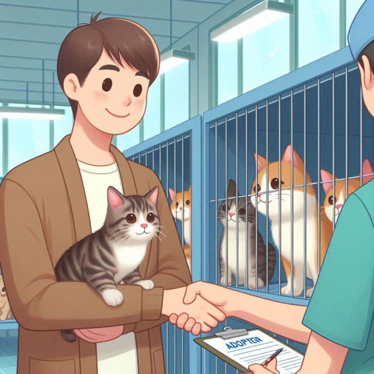 adopción de un gato en un refugio