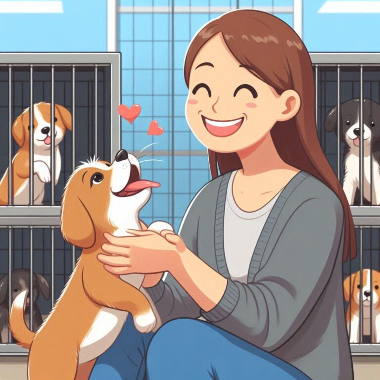 una persona adoptando un perro