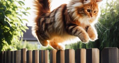 gato saltando una valla alta de jardin