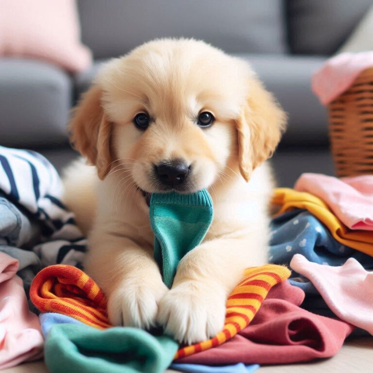 perro acostado en ropa