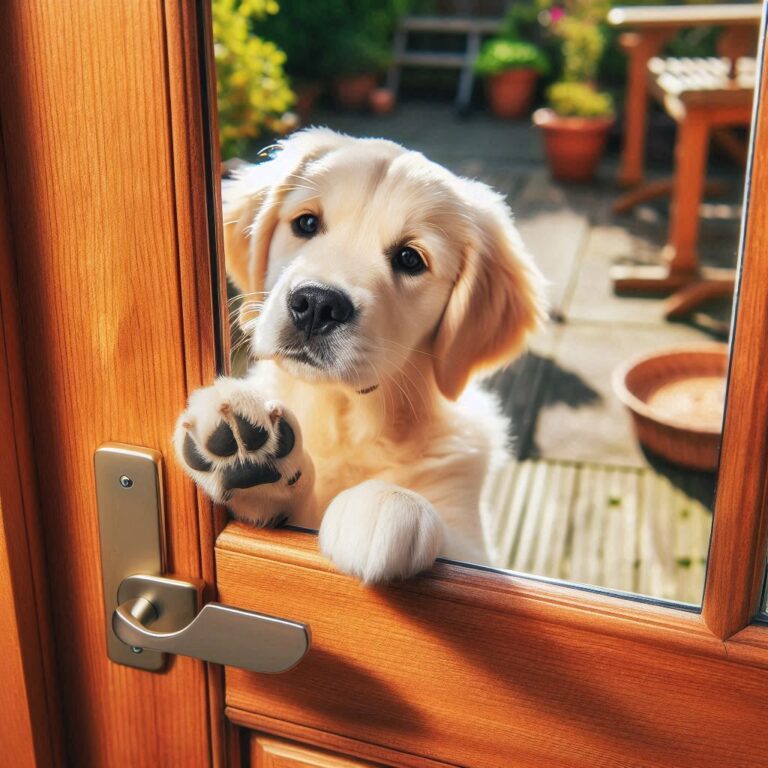 perro rascando una puerta