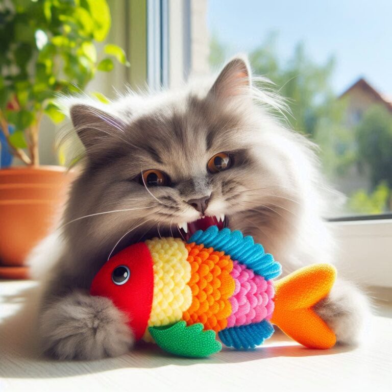 Gato con juguetes dentales