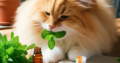 gato con remedios naturales para sus dientes.