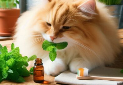 gato con remedios naturales para sus dientes.