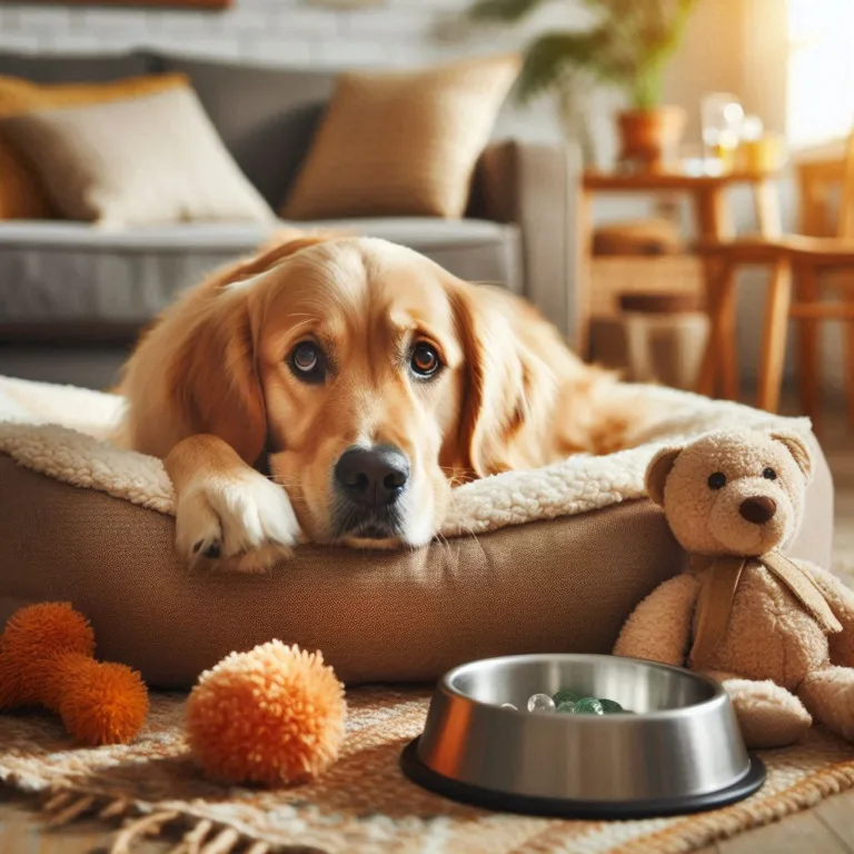 un perro con estómago mal